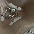 Dreilagiger Messingring mit drei goldenen Kugeln in silbernem Finish-Variante - Silber