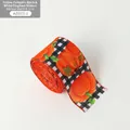 Nastro autunnale con zucca gialla e bordo a scacchi bianco e nero per decorazioni - Nastro a quadri bianco e nero zucca gialla da 6,3cm