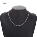 50cm silver chain necklace for men on black bust model with minimalist hip hop style - 50cm / Silver