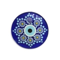 Handmade 30mm blue evil eye glass pendant charm with decorative yellow and white dots - Style 06