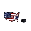 Fashionable metal USA map enamel pin badge with American flag pattern and rubber clutch - United States Map