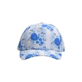 Blue striped kids baseball cap featuring cute whale patterns and a sun protection brim - Blue Base Fat Whale
