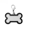 Custom bone-shaped metal dog tag with white sublimation center and black enamel trim - Bone / Black