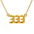 Golden 18k plated stainless steel necklace featuring embossed angel number 333 pendant - 333