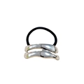 Elastico per capelli nero con ciondolo in lega d'argento per code di cavallo chic - Specchio cavo aerodinamico / Doppia Barra Cava d'Argento