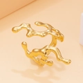 Minimalist gold liquid metal coral ring with a vintage baroque molten organic design - J03623 / Gold