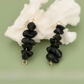 Handcrafted black crystal pendant with gold ring connectors for DIY jewelry making - 18S Black Obsidian (Set of 4)