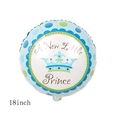 Blue 18 inch A New Little Prince foil balloon with crown and polka dots - 18 Inch Little Prince Blue