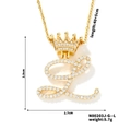 Gold crown letter L necklace with sparkling cubic zirconia on a 40+5cm chain for women - L Style (N00203J-G--L)