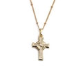 Elegant gold cross necklace for women featuring sparkling cubic zirconia on a minimalist chain - Style 01084CX / 40+5CM Bead Chain / Gold