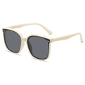 Kids stylish oversized cream white sunglasses with dark grey lenses and silver dot rivets - Cream White Frame Gray Lens