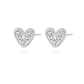 Sparkling silver-tone heart stud earrings with cubic zirconia stones in 18k plating - Silver