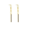 Elegante gouden kettingoorbellen met zwarte micro-ingelegde stenen en S925 zilveren oorstekers - Ketting Pavé Stijl / 18K Goud [Zwarte Zirconia]