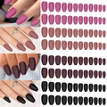 Short matte coffin fake nails in pink, mauve, burgundy, and black finishes on display - 4 Colors Matte 02 (96pcs)