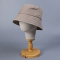 Unisex washed cotton bucket hat in khaki with stitched brim and metal logo accent - M(56-58cm) / Khaki