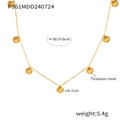 Collana in acciaio al titanio dorato con cinque piccoli ciondoli a ventaglio su catena fine - Oro