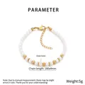 Detalle de la pulsera de cuentas de vidrio con separadores dorados, largo 180mm y peso 5g - Dorado (KB206981-Z)