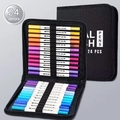 24 colors dual-tip watercolor pen set with black zippered nylon storage case - White Barrel 24 Colors CD Case