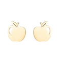 Detailed close-up of polished gold-tone apple-shaped stud earrings for Christmas gifts - 429 Apple / Gold