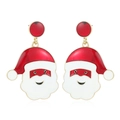 Christmas Santa Claus enamel stud earrings with red and white finish in gold frame - Santa Claus Stud Earrings