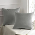 Set of two soft grey velvet square pillow covers on a white blanket for cozy decor - 30*50cm (No Insert) / Fog Gray