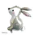 Silver mirror bunny aluminum foil balloon with pink accents for Easter, 76x64cm size - Jungle Bunny