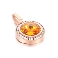 Ciondolo rotondo in oro rosa esagerato con diamante ambra e accenti in zircone lucido - Stile Ambra Oro Rosa (KP100756-K)