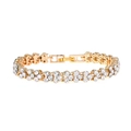 Detail view of gold crystal bracelet featuring brilliant pave rhinestones and a folding clasp - Golden Bracelet Only