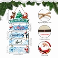 5-tier wooden Christmas wall sign featuring Santa and reindeer with size dimensions - 5-Layer Christmas Wooden Hanging Sign (Y24Y51174_Q)