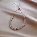 41# Silver Square Zircon Slider Bracelet