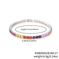 Rainbow cubic zirconia tennis bracelet in silver finish with 17cm length and 4mm width - Rainbow