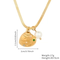 Gold stainless steel snake chain necklace with baroque pearl and shell pendant detail - Snake Chain Shell Pearl Style (N2073-GO)