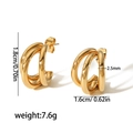 Créoles en C chic à trois couches plaquées or 18 carats avec dimensions précises - Boucles d'oreilles anneaux dorées à trois couches (TE6252-G)