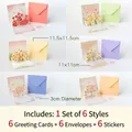 Set of 6 creative 3D floral greeting cards with matching envelopes and stickers - Set of 6 Mixed Styles