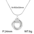 Minimalistische zilveren ketting met drievoudige ringhanger en 450mm slangenketting - Driedubbele Ring Stijl A Zilver (KN236536-HR)
