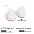 White enamel earrings in gold-plated stainless steel, size 2.83cm by 1.88cm, weight 11.9g - White Oval Drip Oil Style (JDE0103042-WT)