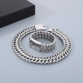Set di gioielli in acciaio inossidabile argento con collana e bracciale a maglia intrecciata - Bracciale 16cm / Color Acciaio