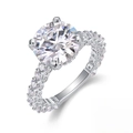 Zilveren S925 ring met 5-karaats ronde moissaniet en een GRA-certificaat - US Maat 9 / Moissanite (5ct+92 Stenen) (R15123) (Met GRA-certificaat)