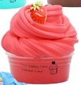 Pink scented butter slime kit in a clear jar with a cute strawberry resin charm - 50ml / Red Strawberry