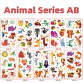 Tatuaggi temporanei impermeabili per bambini con simpatici disegni di leone e tigre - Serie Animali AB