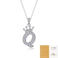 Letter Q pendant necklace with crown in silver finish with GRA Moissanite certificate - Letter Q (with GRA Certificate)