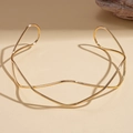 Eleganter goldener minimalistischer geometrischer Wellen-Halsreif mit doppellagigem Design - Gold