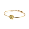 18K gold plated stainless steel bangle with a square yellow zircon and chain link - Bright Yellow Zirconia (KB120143-KHY)