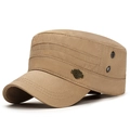 Cappello militare kaki in cotone con distintivo in metallo e occhielli di ventilazione - Regolabile / Beige