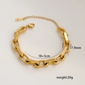 Minimalist 18K gold plated titanium U-link chain bracelet with 18+5cm adjustable length - 4-2 U-Link Chain