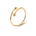 Minimalist gold adjustable stainless steel ring with high-polished double beads - 2.5mm Bead/16mm Inner Diameter / Gold