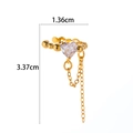 Detail showing dimensions of the gold butterfly ear cuff with heart zircon and hanging chain - 8# Golden (Heart Zircon Bead Tassel)