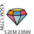 Detailed dimensions of a colorful diamond shape embroidered patch with black outlines - No.33-Colorful Diamond