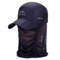 UPF 50+ navy blue quick-dry outdoor baseball hat with breathable mesh face and neck cover - Adjustable (56-60cm) / Foldable Brim Style / Navy Blue