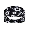 Elastic sweatband in black with white soccer pattern print for sports and running - Soccer Black Mix Size
